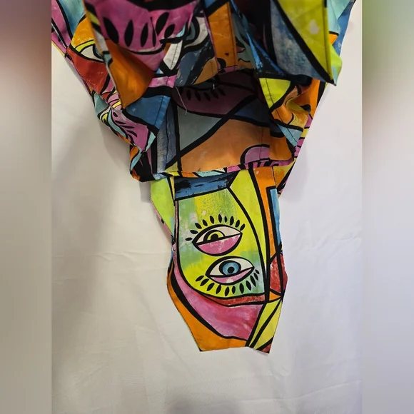 Live 4 Truth Abstract Art Button-Down, Picasso-Inspired Face Print Blouse - Picture 5 of 10